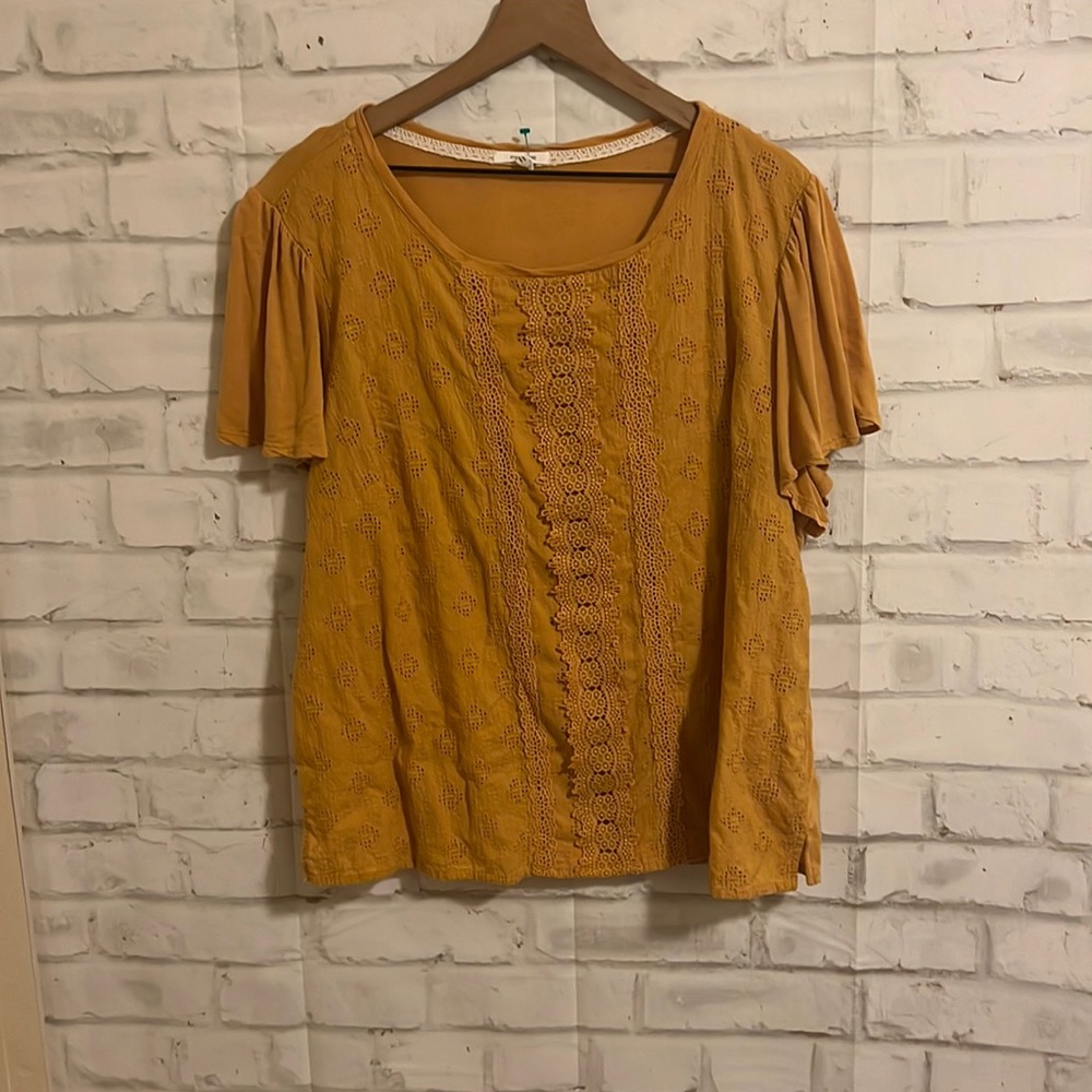 Maurices mustard eyelet lace top